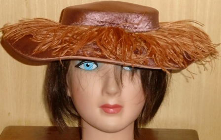 xxM353M vintage ANTIQUE wide brim VELVET hat w/ feathers 1910s